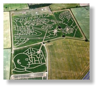 Corn / maize field in UK cut into maze by Trek fan