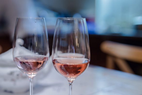 Two glasses of a pink wine
