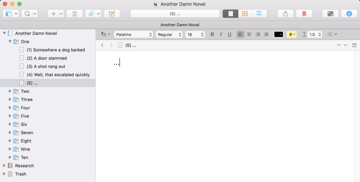 The outline tree can be bare at first...