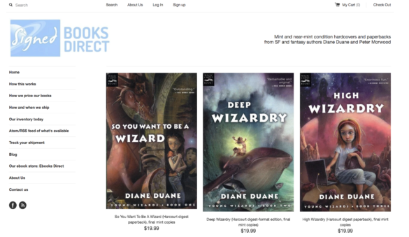 The front page of Signed Books Direct