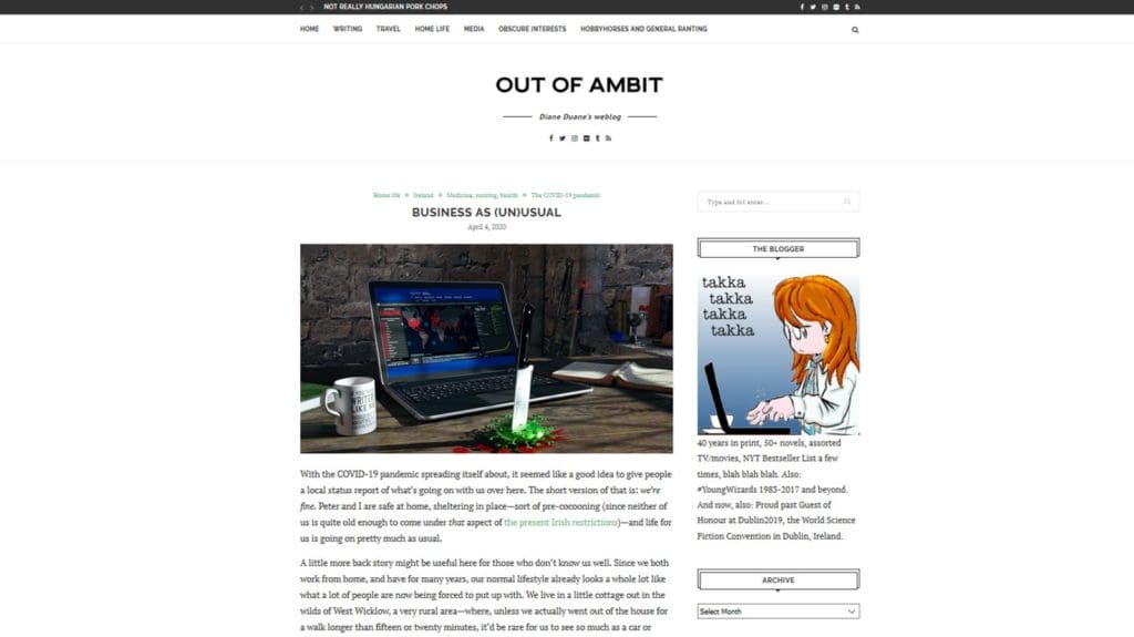 DD's oldest blog, Out Of Ambit